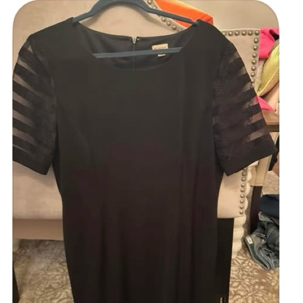 Daniel Cremieux Black Dress with Sheer Sleeves